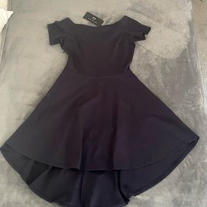 Off The Shoulder Short Sleeve High Low Cocktail Skater Dress Medium